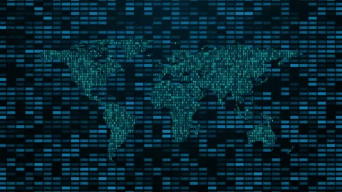 World Map with Binary Code Digital Video Animated Background Stock-Footage 335795688