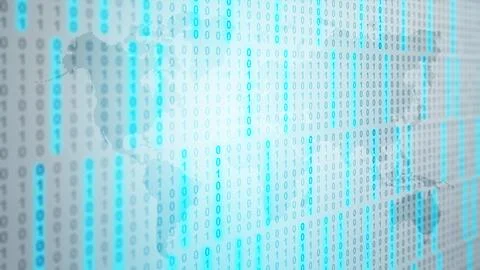 World map with binary code 스톡 사진