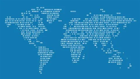 World map of binary computer code Stock Illustration