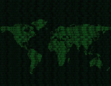 World map of binary digits Stock Illustration