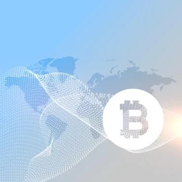 World map with bitcoins symbol vector Stock Illustration