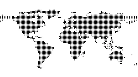 World map in black and white Stock Footage 79878732