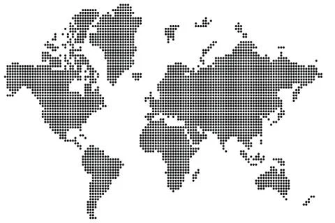 World map of black dots isolated on white, dotted design, vector illustration Stock Illustration