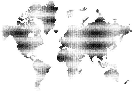 World map of black dots isolated on white, dotted design, vector illustration Stock Illustration