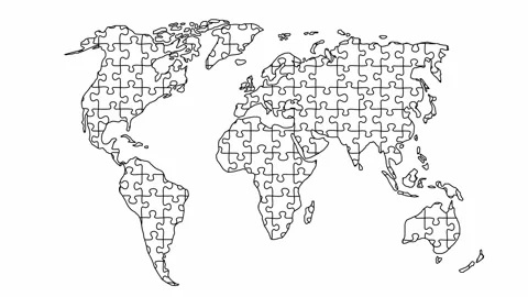 World map from black puzzles set Stock-Footage 209560720