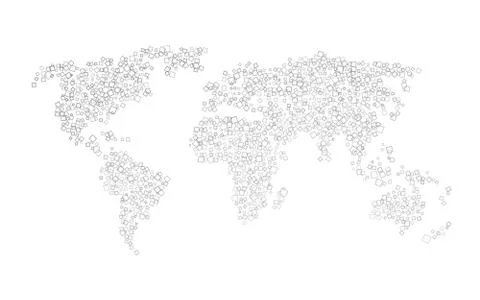World map of black squares Illustrazione stock