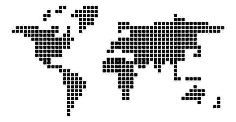 World map of black squares with rounded corners. Vector illustration Stock Illustration