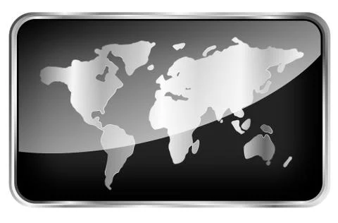 World map on a black tab Illustrazione stock