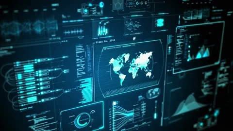 World map blue abstract strategic or business HUD Vidéo 154161325