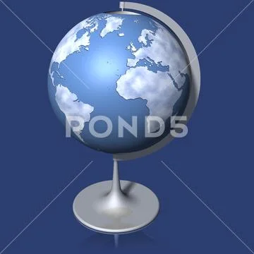 World map blue background - 3D illustration Stock Illustration