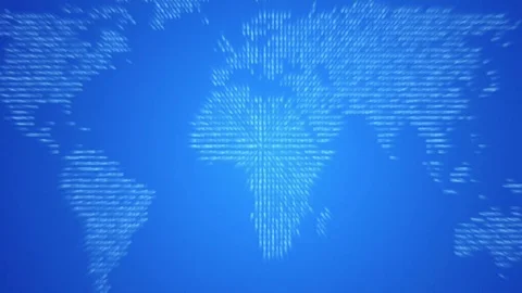 World map on a blue background Stock Footage 74675291