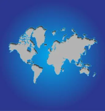 World map on blue background Stock Illustration