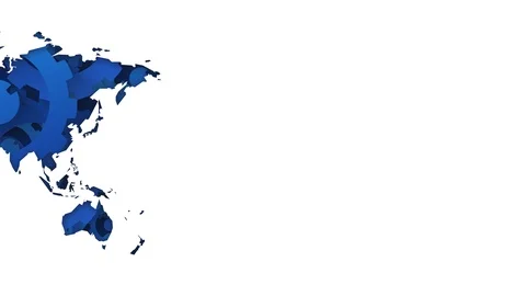 World map blue cogs abstract technology loop animation background Stock Footage 94697862