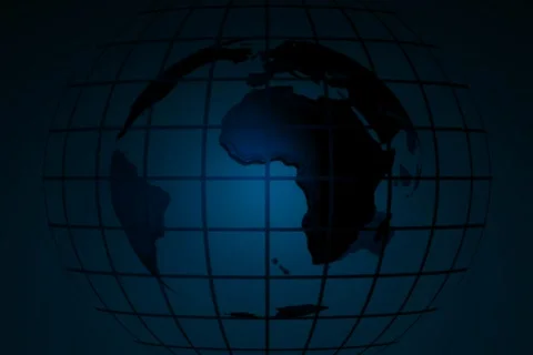 World map on blue with grid - digital animation 库存影片 124546