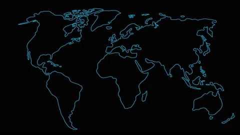 World map, from blue lines Video stock 218382838
