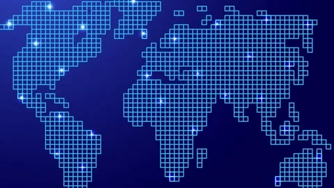 World map from blue mosaic structure Stock-Footage 207803560