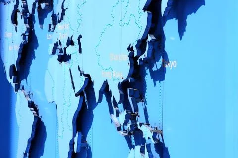 World map in blue Stock Photos