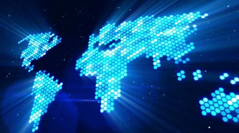 World map from blue shining elements Stock Footage