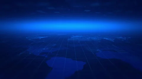 World map Blue tech news background is a tech video High tech block news bac Stock Footage 312226379