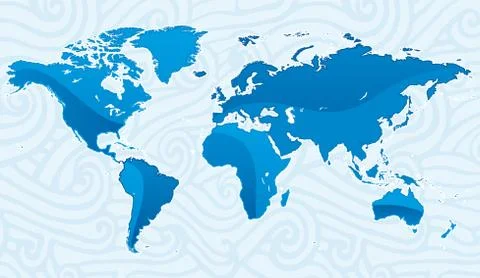 World map in blue tones simulating cristal. Stock Illustration