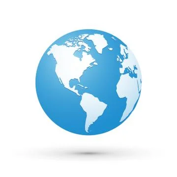World map blue white illustration globe America Stock-Illustration