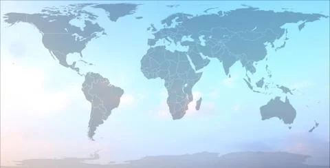 World map in blurred background sky abstract Stock Illustration