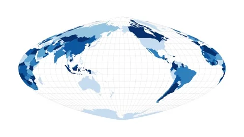 World Map. Boggs eumorphic projection. Loopable rotating map of the world. Ch... Stock Footage 227808313