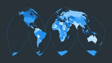 World Map. Bogg's interrupted eumorphic projection. Futuristic world illust.. Illustrazione stock