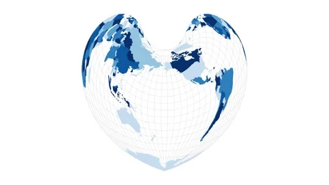 World Map. Bonne pseudoconical equal-area projection. Loopable rotating map o... Stock Footage 229401361