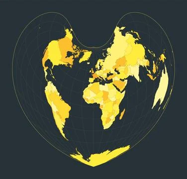 World Map. Bonne pseudoconical equal-area projection. Futuristic world illu.. イラスト素材