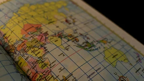 World map book video with close up Stock Footage 285582279