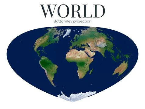 World Map. Bottomley projection. High Detail Physical Map of The World. Ras.. Ilustração Stock