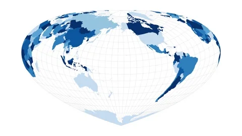 World Map. Bottomley projection. Loopable rotating map of the world. Cool foo... Stock Footage 229401257
