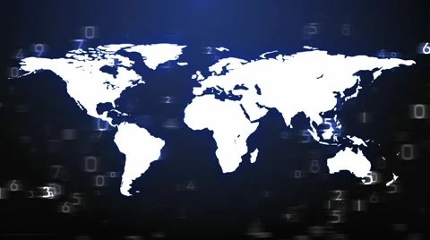 WORLD MAP BROADCAST  BLUE Stock Footage 1847656
