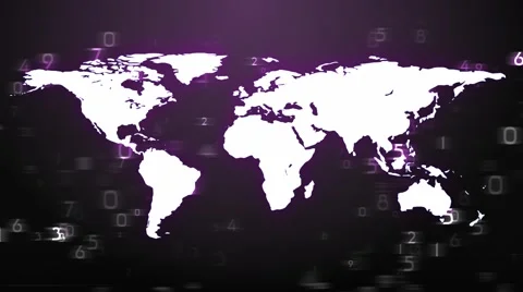 WORLD MAP BROADCAST  PURPLE Stock Footage 1847727