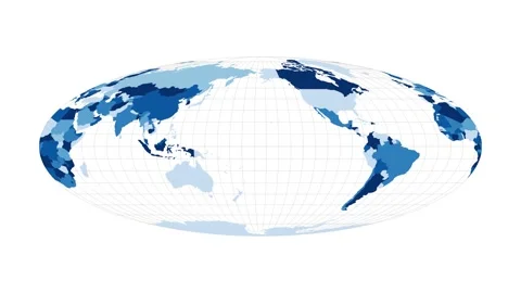 World Map. Bromley projection. Loopable rotating map of the world. Creative f... Stock Footage 233456393