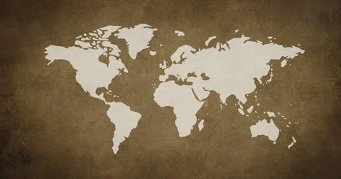 World map on a brown textured background, travel and tourism concept, geography Stock Photos