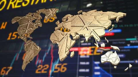 The world map on Business Background  3d rendering.. Stock Illustration