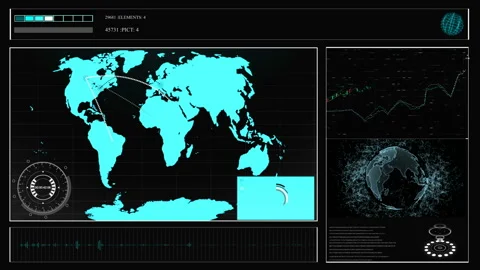 A world map with business graph technology. A futuristic hologram of the planet Stock Footage 149874859