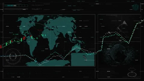 A world map with business graph technology. A futuristic hologram of the planet Stock Footage 150018643