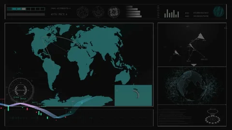 A world map with business graph technology. A futuristic hologram of the planet Stock Footage 150090061