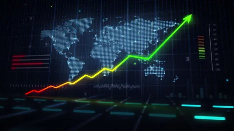 World Map Business Growth Chart Data Dashboard Animated Footage 4K Stock Footage 336548667