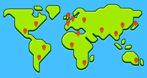 World map with capital cities Stock Illustration