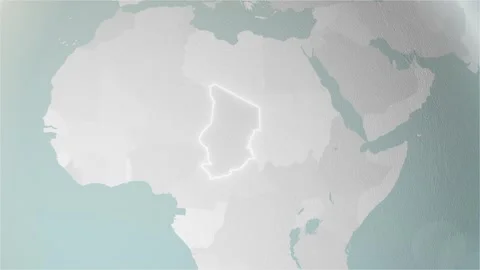 World Map Chad Zoom in Stylised Spherical White Shades 4K 60 FPS Stock Footage 265075513