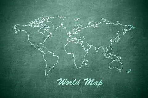 World map on the chalkboard Stock Photos