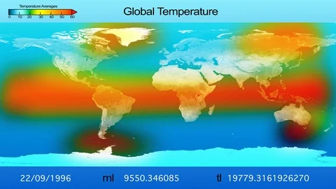 World map with changing global temperatures for different years. Global Warming  Stock Footage 119267300