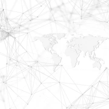 World map with chemistry pattern, connecting lines and dots. Molecule structure Stock Illustration