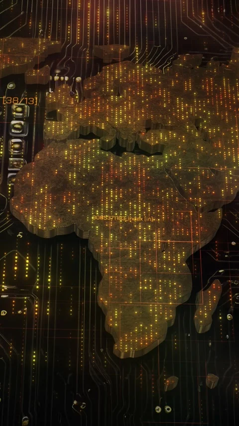 World map circuit board showing global communication network Stock Footage 298009544