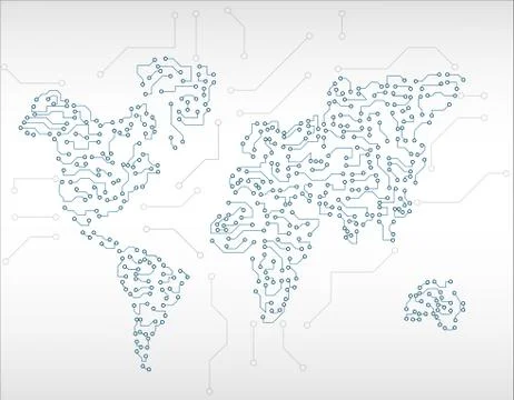 World map circuit Foto stock