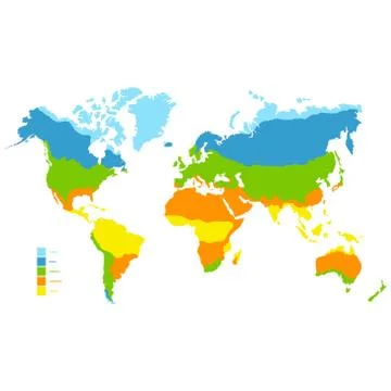 World map with climate zone Stock Illustration